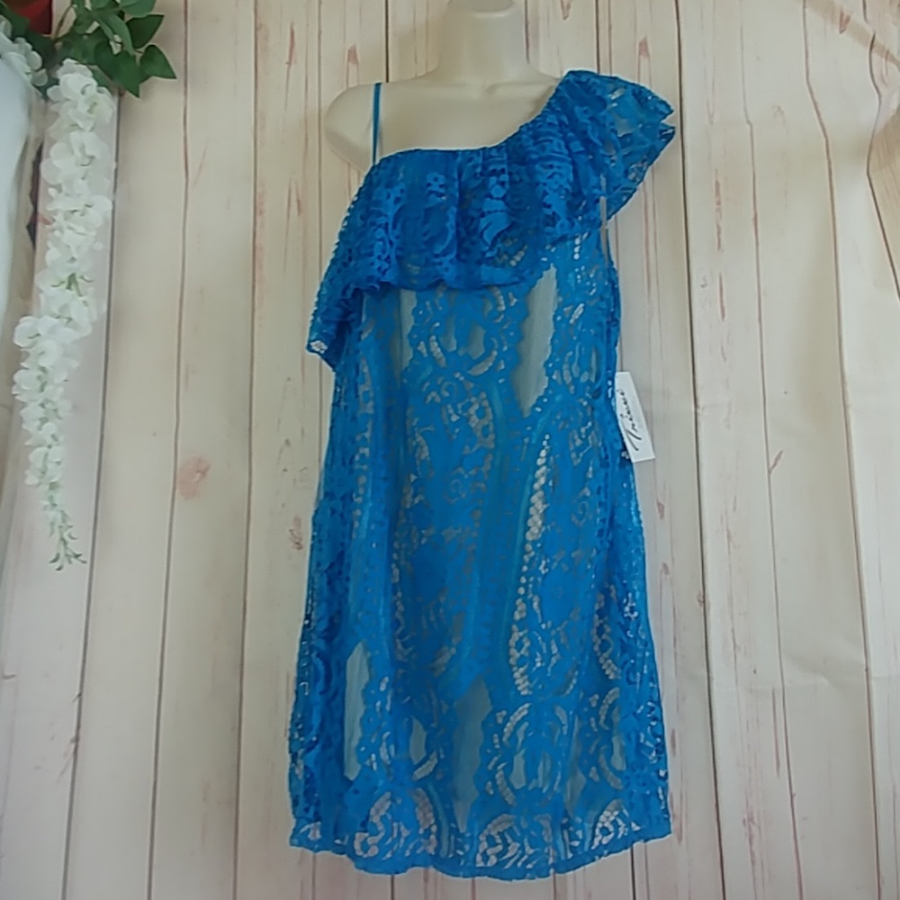 Trixxi Blue Lace Midi Dress